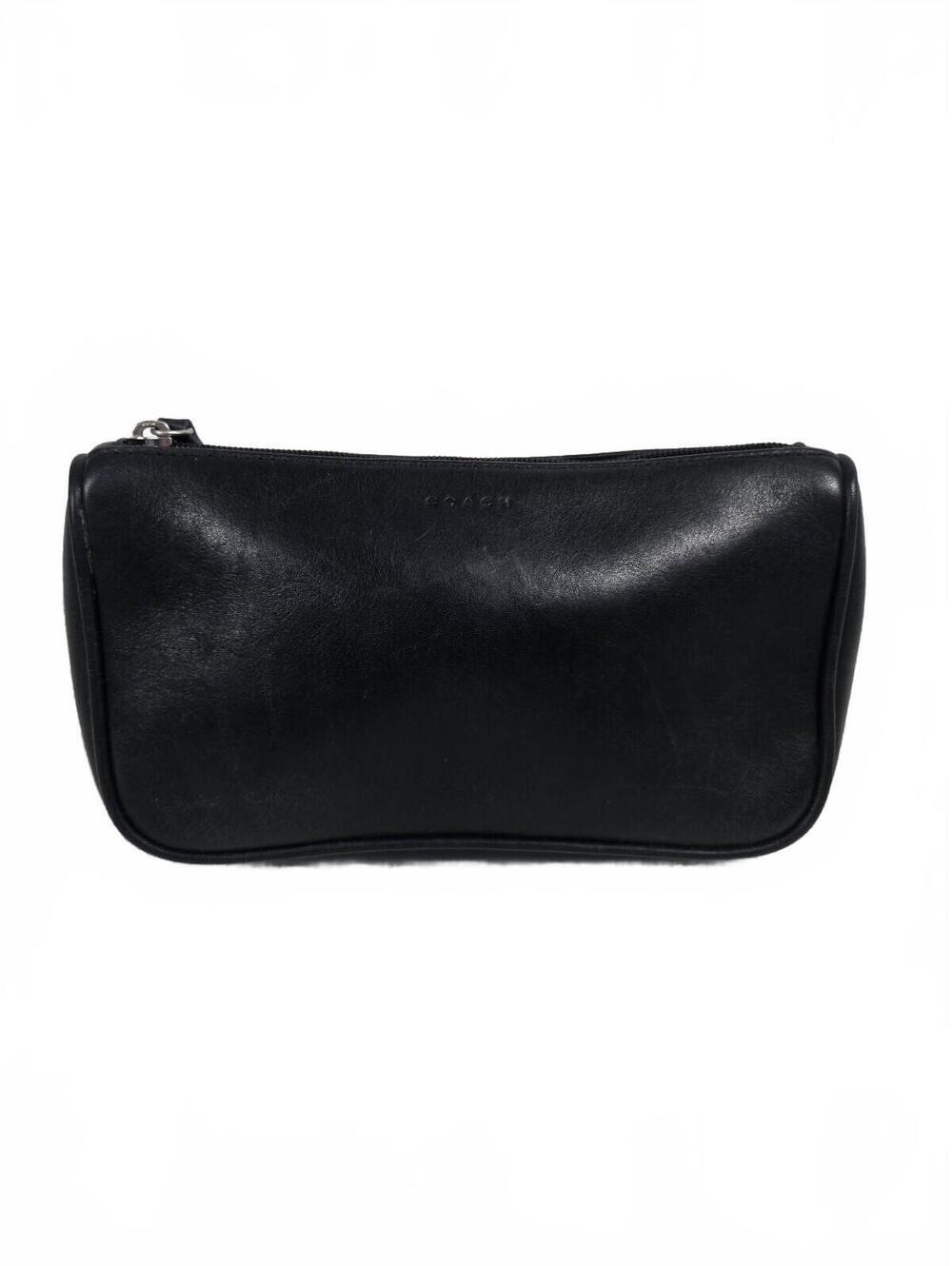 Vintage Coach Black Glove Tanned Leather Basic Bag Zippered Clutch